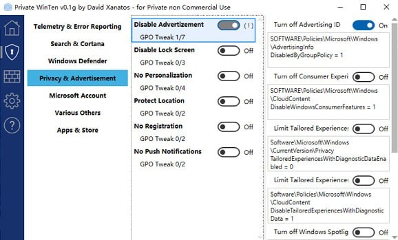 Win10隐私设置工具(WPD)