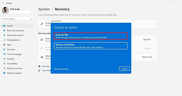 如何在不丢失文件的情况下快速重置Win11?