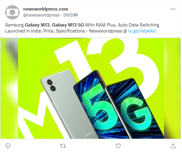 三星 Galaxy M13 5G 手机发布:搭载天玑 700 芯片,5000 万像素相机,约 1176 元起