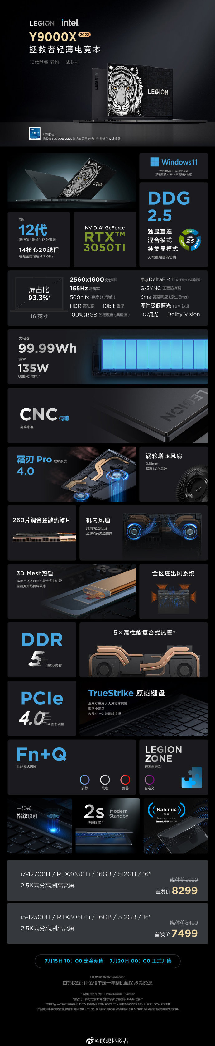 首发 7499 元起,联想拯救者 Y9000X 2022 笔记本 RTX 3050 Ti 版今晚开卖