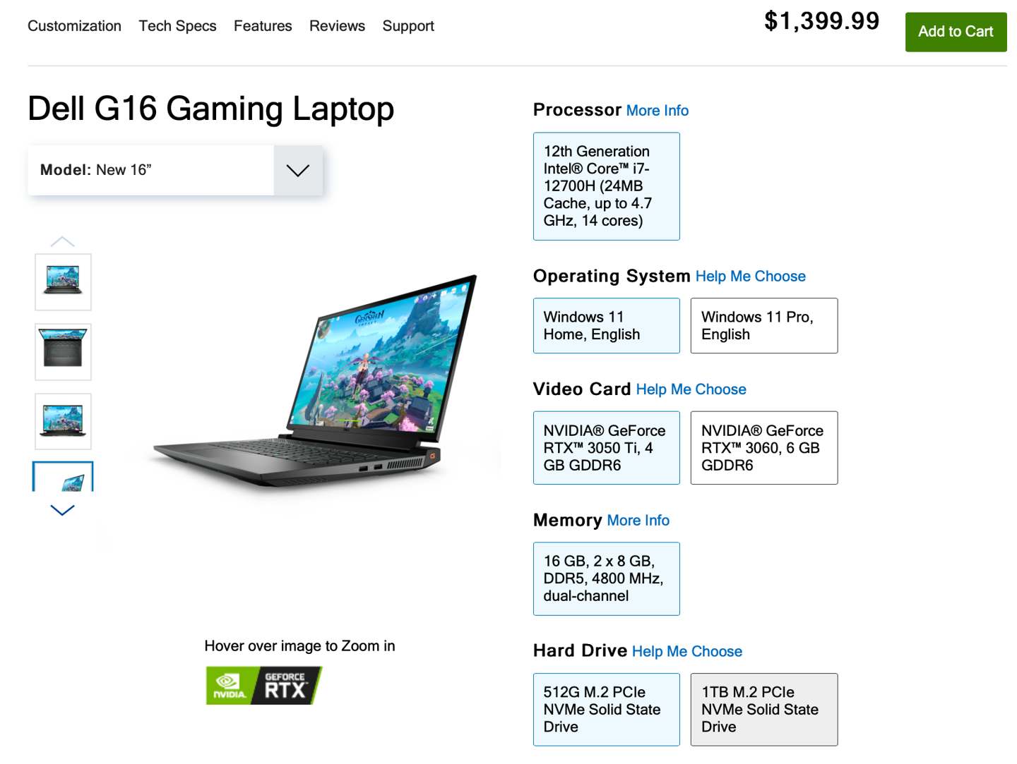 戴尔新款 G16 游戏本海外开卖:i7 + RTX 3060,约 10100 元