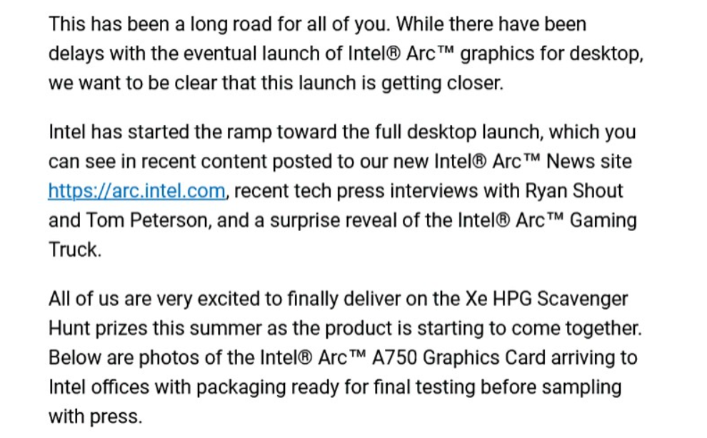 英特尔确认锐炫 A770 显卡配备 16GB 显存,A750 配备 8GB 显存