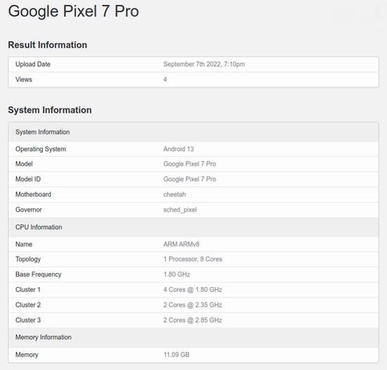 谷歌Pixel 7 Pro跑分曝光：搭载新一代Tensor G2处理器 性能小幅提升