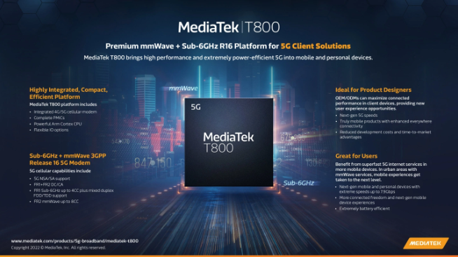 联发科 T800 5G 基带芯片发布：4nm 节点工艺，下载速度达 7.9Gbps