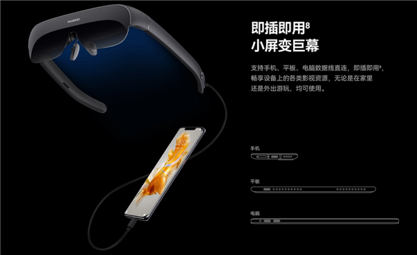 120英寸虚拟巨幕!华为首款智能观影眼镜Vision Glass开售:2999元